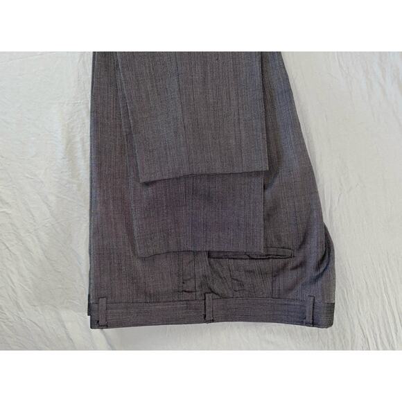 Nordstrom Men's Shop Flat Front Wool Dress Pants, Slacks. Gray Sharkskin, 36X30. - Picture 3 of 9